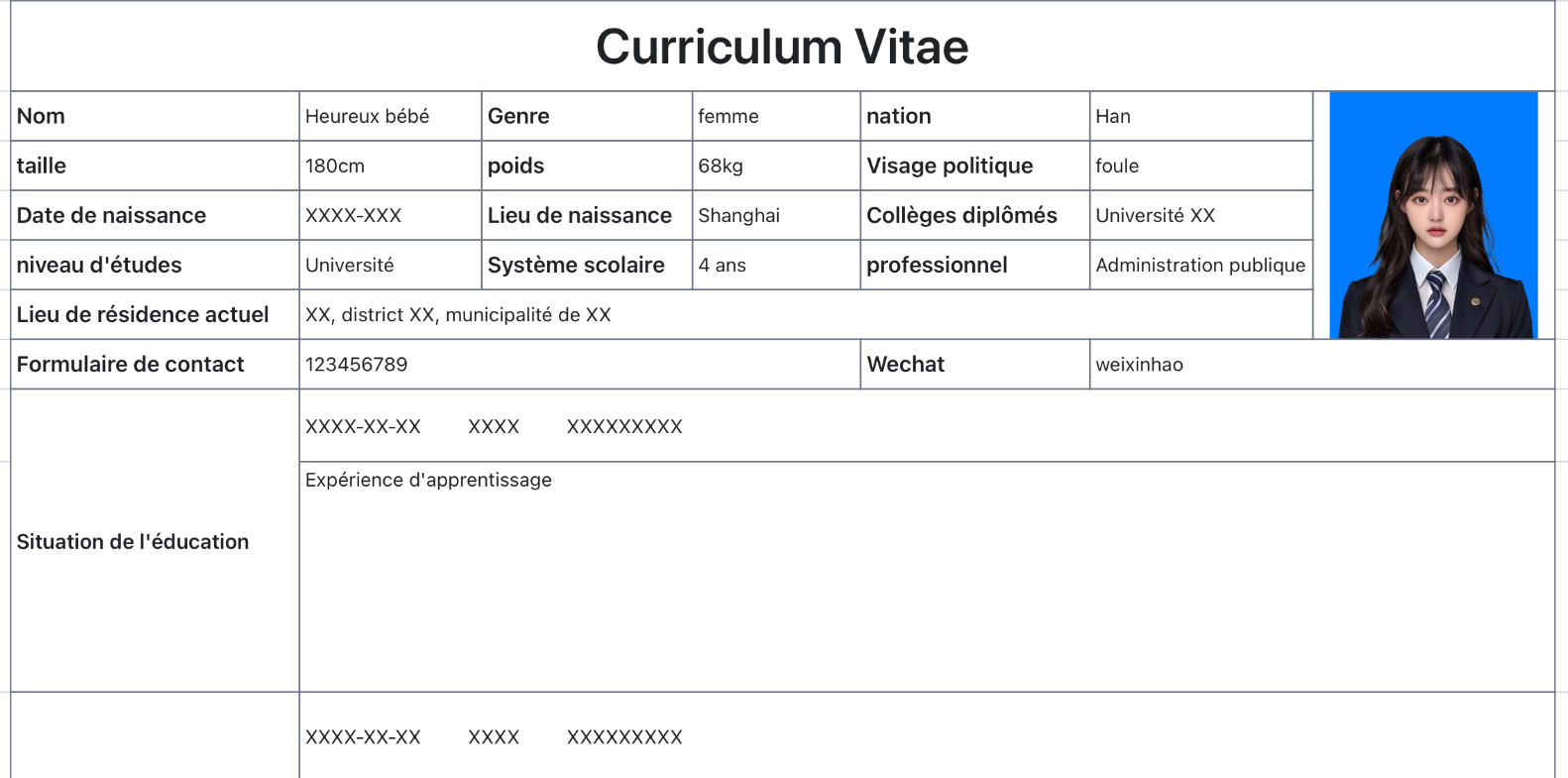 CV administratif 1
